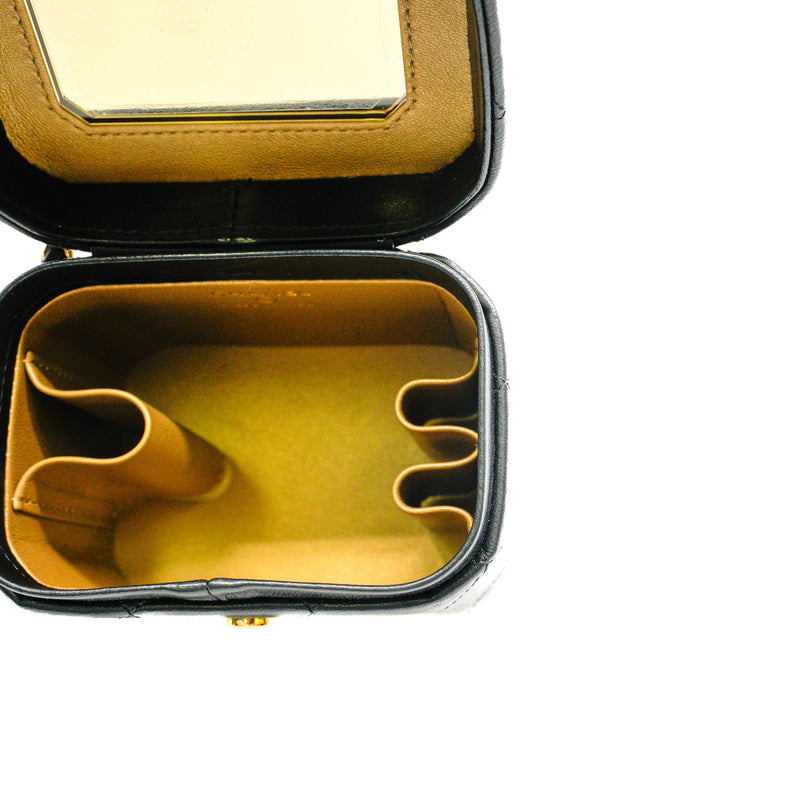 Mini Vanity Case In Black Lambskin GHW With Chain Seri ELE3XXXX
