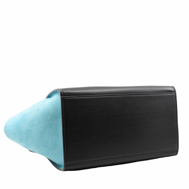 TRAPEZE HANDLE BAG SMALL blue and nude  ghw - L'UXE LINK