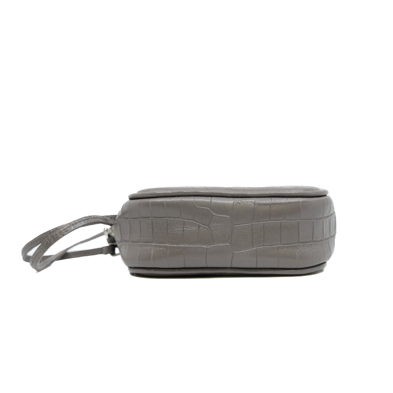 blogger bag in grey crocodile embossed phw