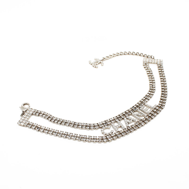 Crystal CC Logo Silver Choker Necklace - L'UXE LINK