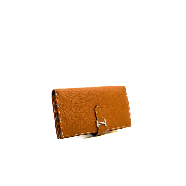 Bearn Long Wallet In Gold Epsom Leather PHW A Stamp - L'UXE LINK