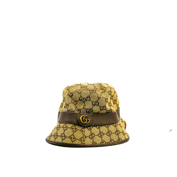 Small GG Canvas In Beige/Brown Bucket Hat 57cm - L'UXE LINK