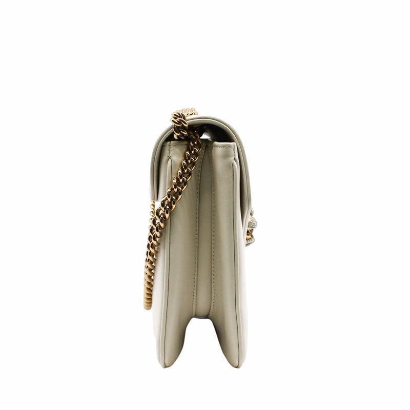 1955 tiger buckle flap chain bag  leather white ghw - L'UXE LINK