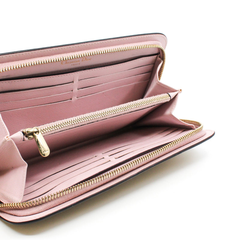 Diorissimo Zip Long Wallet In Gold/Pink Leather GHW