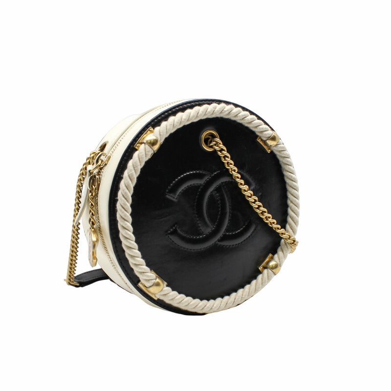 round side bag black with tweed  ghw seri 27