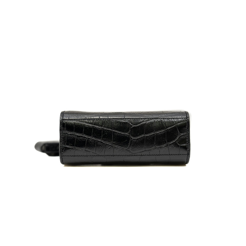 Nano Sac De Jour Toy Black Croc Embossed Leather Bag PHW