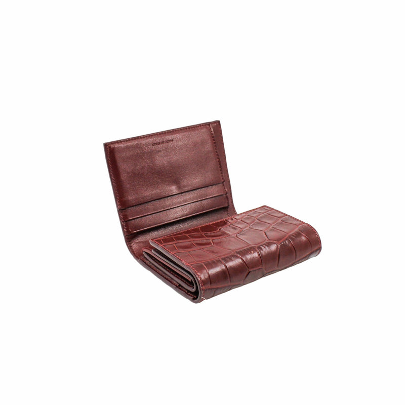 compact wallet  brown crocodile printed ghw - L'UXE LINK