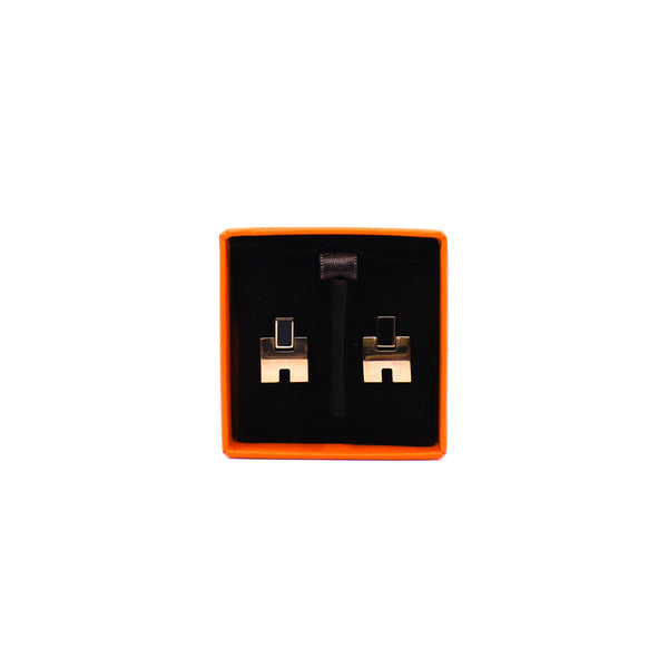 Eileen In Black And Rose Gold Plated Metal Earrings - L'UXE LINK