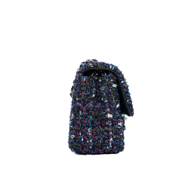 mini cf flap bag in tweed purple/navy phw #26