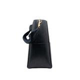 thumbnail large tote bag in black leather with fabric strap ghw