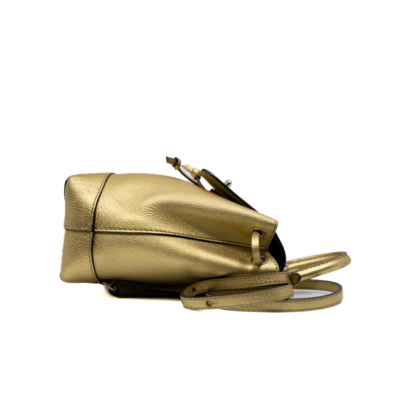 lockme in gold leather mini backpack