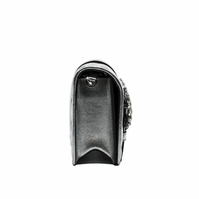 crystal buckle chain bag small  shinning leathe phw - L'UXE LINK