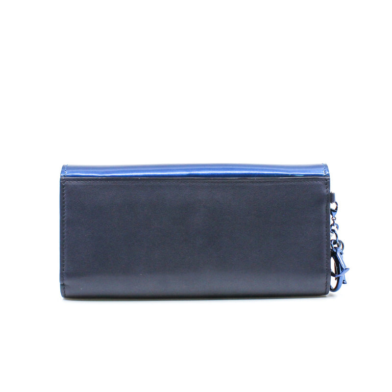 Diorissimo Envelope In Dark Blue/Navy Patent/Leather Long Wallet Blue/PHW - L'UXE LINK