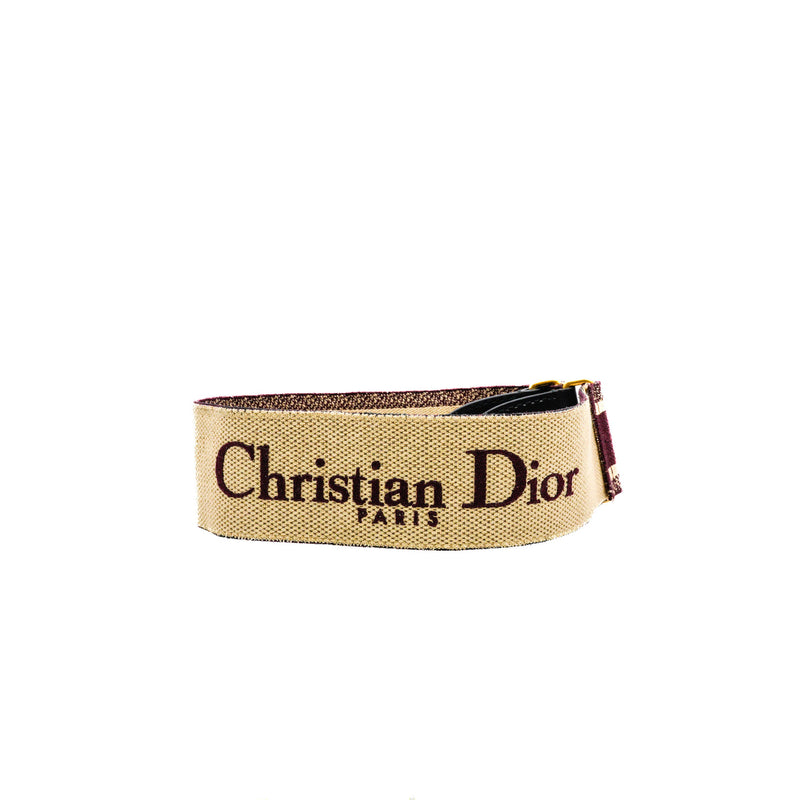 Burgundy Canvas Embroidered Shoulder Strap GHW - L'UXE LINK