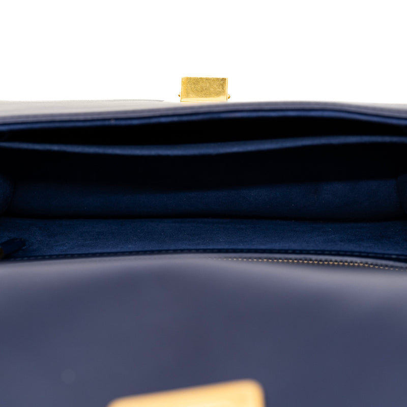 Medium Diorama Studded In Navy Lambskin Leather Flap Bag GHW - L'UXE LINK