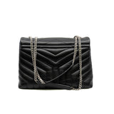 thumbnail large loulou shoulder bag in black matelasse lambskin phw