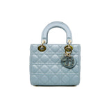 thumbnail small lady dior in grey blue lambskin #23 light ghw
