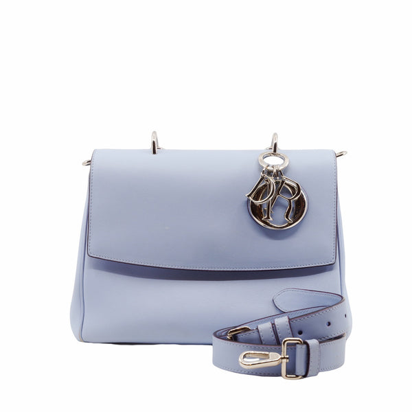 Be Dior  Flap Bag Medium Leather Blue And Red PHW - L'UXE LINK