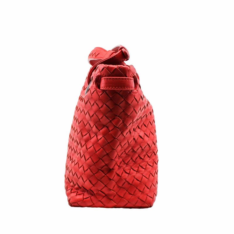 Bella Tote Intrecciato Nappa small Leather orange red  Gun Metal - L'UXE LINK