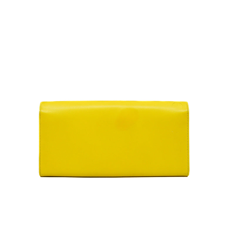 kate clutch in leather yellow ghw