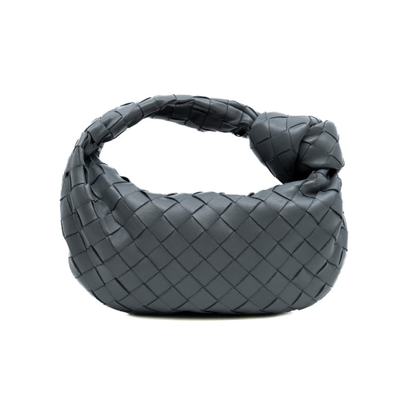Jodie mini knotted intrecciato leather tote in grey