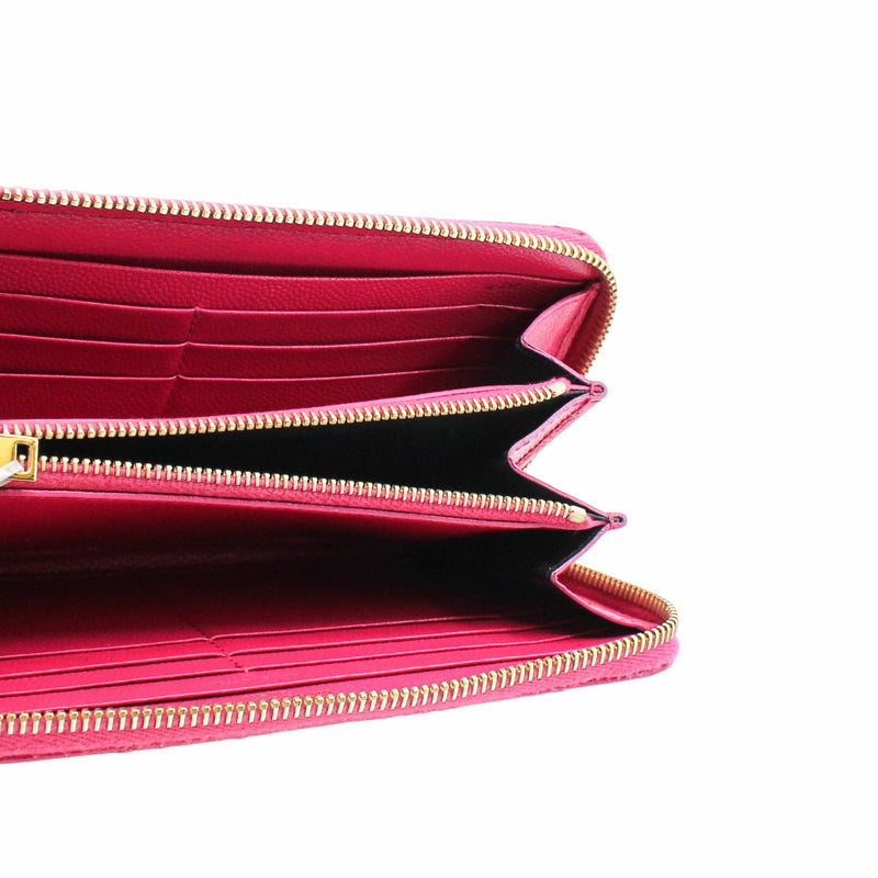 Classic Monogram Zip Around Wallet Matelasse Chevron Leather pink ghw - L'UXE LINK
