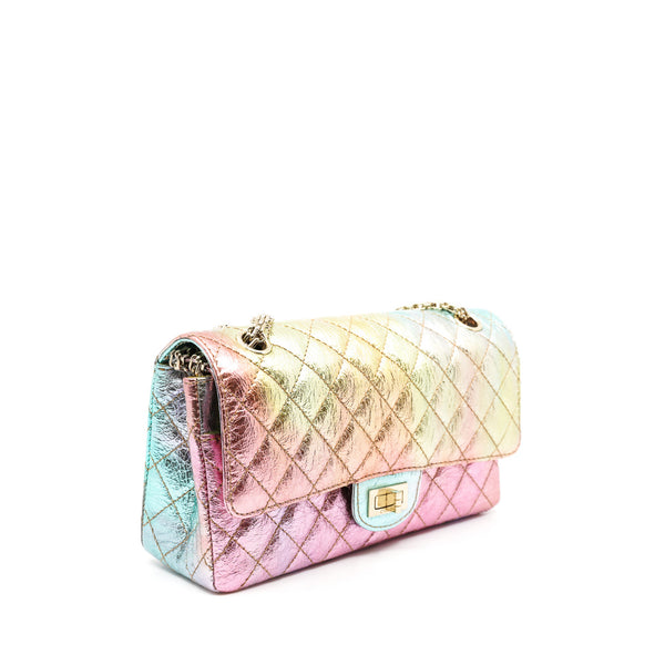 225 Reissue 2.55 In Rainbow Metallic Goatskin Quilted Flap Bag GHW Seri 30 - L'UXE LINK