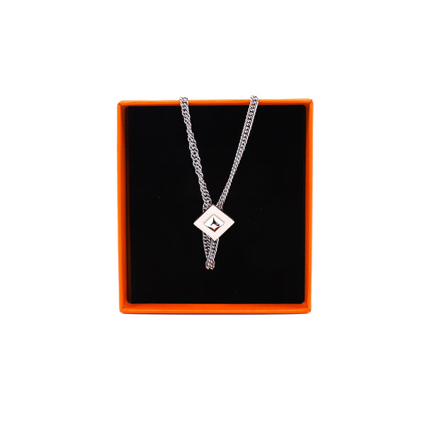 Silver Equestre White Leather Necklace Metal Necklace PHW