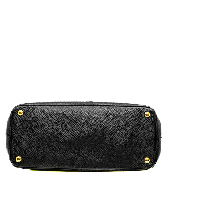Large Black Saffiano Leather Galleria Bag GHW With Strap