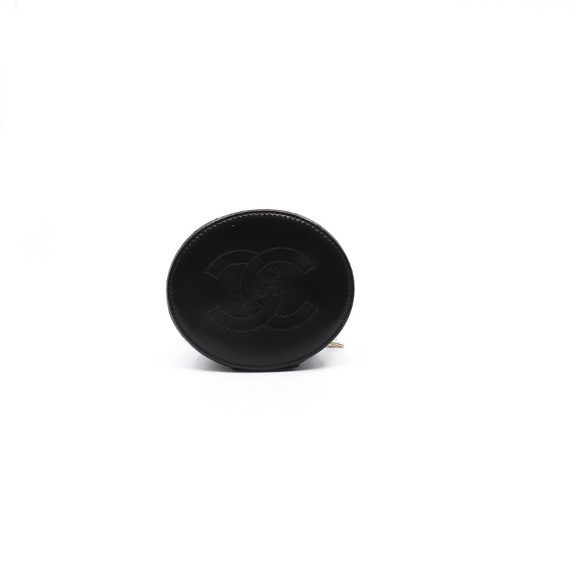 Mini Black CC Ruched Top Handle Vanity Case In Shiny Lambskin GHW Seri 32 - L'UXE LINK