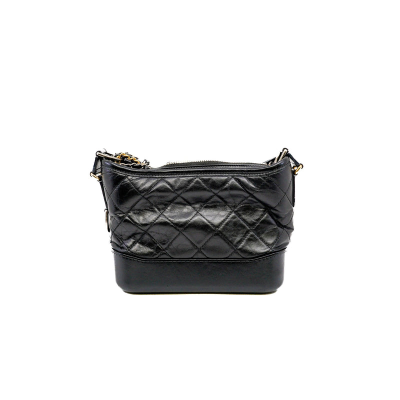 Small Gabrielle Hobo in black calfskin PHW
