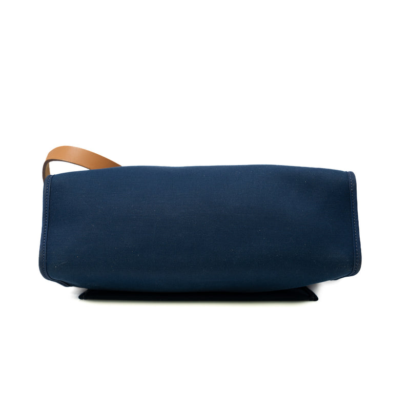 Herbag Zip 31 In Canvas/Leather Bleu Électrique/Bleu Saphir PHW Q Stamp - L'UXE LINK
