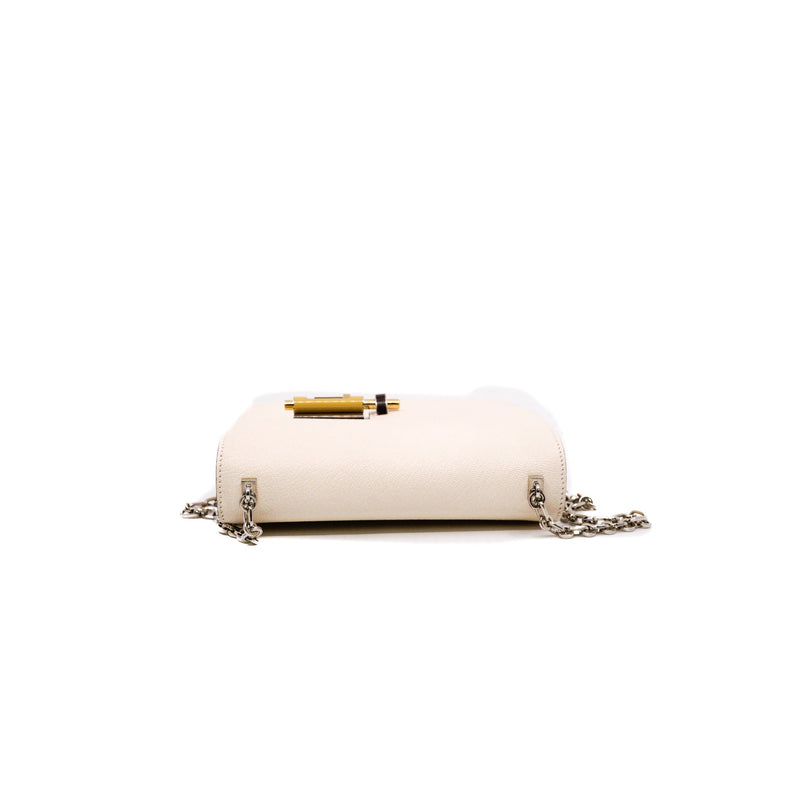 Verrou mini in white goat with enamel buckle PHW stamp Z