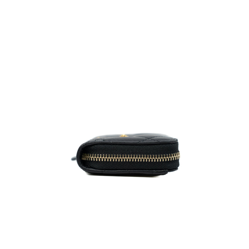Black Lambskin Lucky Charms Zip Coin Purse - L'UXE LINK