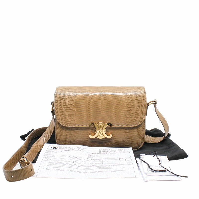 triomphe bag medium lizard brown light camel ghw L UXE LINK
