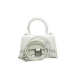 thumbnail small hourglass in white Croc-Embossed calfskin phw