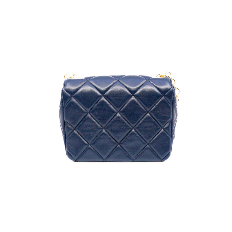 mini square cf in lambskin navy GHW