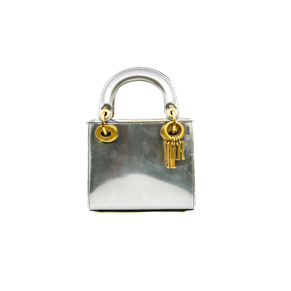 lady dior in silver patent with strao GHW