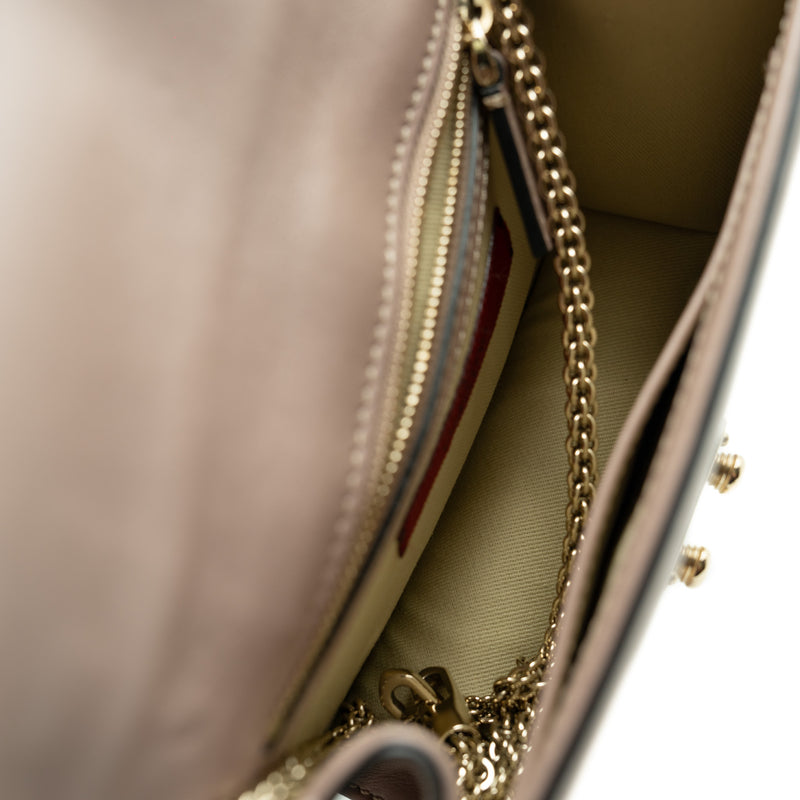 Small Rockstud Glam Lock Flap Bag Nude Leather Beige GHW - L'UXE LINK