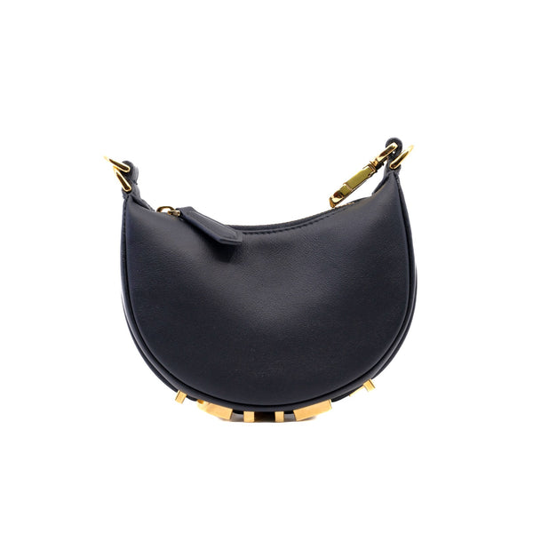 Nano Fendigraphy Black Leather Charm Hobo Bag GHW - L'UXE LINK