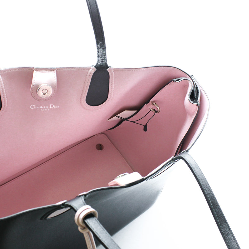Large Dior Addict In Black/Pink Leather Shopper Tote Bag Pink/SHW - L'UXE LINK