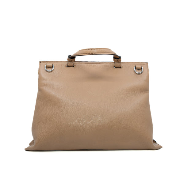 flap bag with bamboo buckle in calfskin beige brown phw - L'UXE LINK