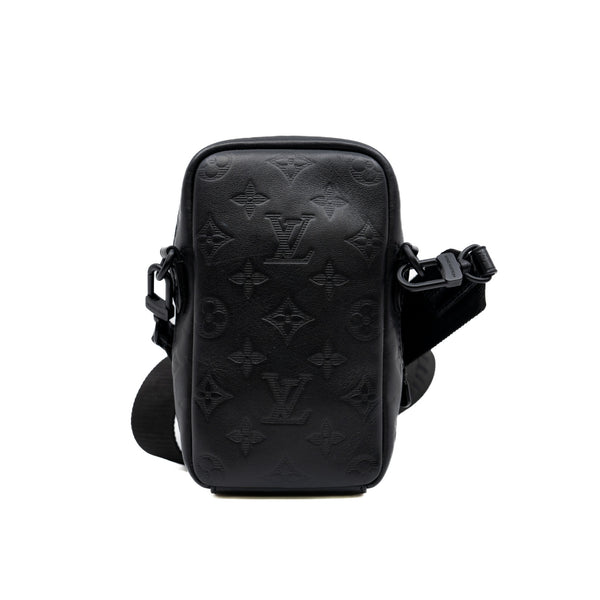 Black Monogram Leather Shadow Double Phone Pouch NM