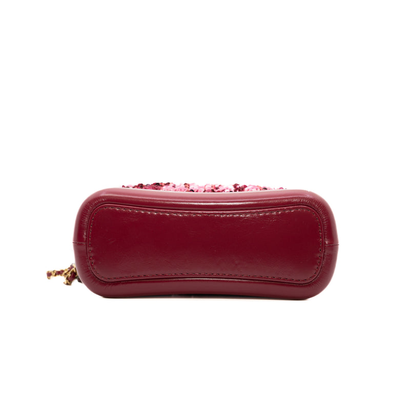 Small Gabrielle Hobo Bag Sequin/Calfskin Raspberry Pink Seri 26 - L'UXE LINK