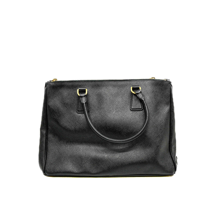 Large Black Saffiano Leather Galleria Bag GHW With Strap
