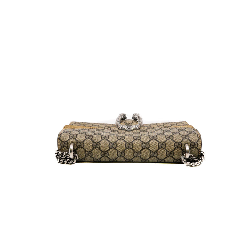 Dionysus medium printed coated-canvas and suede shoulder bag in brown color