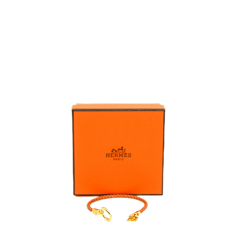 Glenan H Bracelet In Gold Swift Leather GHW - L'UXE LINK