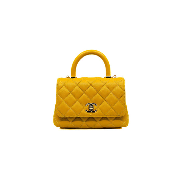 coco handle in mini caviar yellow ghw