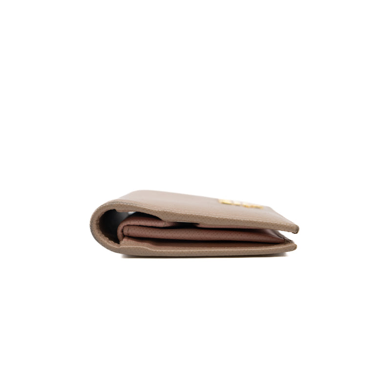 short wallet in beige leather - L'UXE LINK