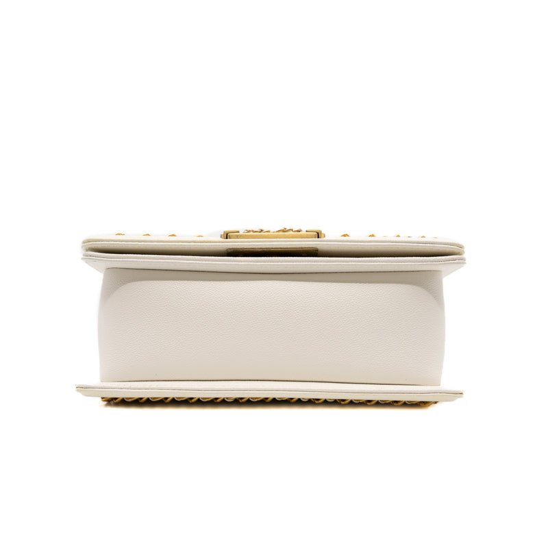 Small Leboy with Chain in Caviar White Ghw Seri #UJCP